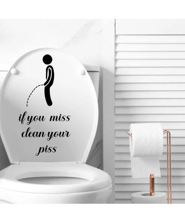 Logo Villain Toilet Stickers, Clean Your Piss Funny Decals, Waterproof Vinyl Wall Art Sign Decor, Removable Toilet Seat Quote Murals for Toilet WC Restroom Door Seat Bathroom Decoration