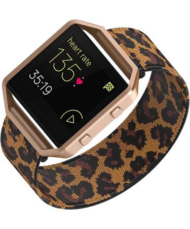 Elastic Leopard Band + Rose Gold Frame for Fitbit Blaze Series 6/Fitbit Blaze Smartwatch - 6.0-6.4'' Replacement Band for Men, Women, and Girls - Buy Online on GoSupps.com