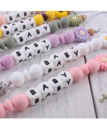 Personalized Daisy Silicone Pacifier Clip - Custom Name Holder for Teethers & Toys (Pink) - Buy Online on GoSupps.com