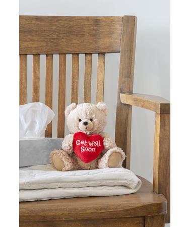 Feel Better Teddy Bear with Red Heart | Get Well Soon Gifts for Men, Women & Kids | Stuffed Animal Bear with Get Well Soon Card - Buy Online on GoSupps.com