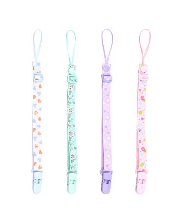 Pacifier Clip Pacifier Chains Dummy Chains Pacifier Chains for Kids for Teething Toys Pacifiers and Baby Shower 4 Pack