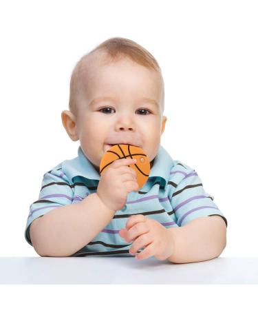 BPA Free Silicone Teething Egg for Boys and Girls - Effective Pain Relief Teether, Freezer Safe - Basketball Design - Buy Online on GoSupps.com