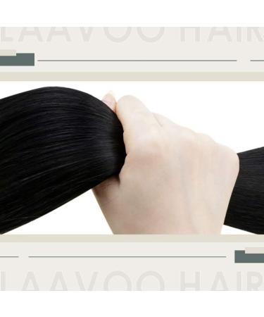 LAAVOO Microring Extensions - Real Hair Black Micro Loop Extensions 50g | Smooth #1 45 cm Invisible Microring - Buy Online on GoSupps.com