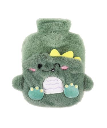 Stickerboy Hot Water Bottle with Novelty Plush Super Soft Cover Premium Natural Rubber 400ml Cute Fluffy Dinasor Hot Water Bag Helps Provide Warmth and Comfort Women Teenagers Birthday Presents