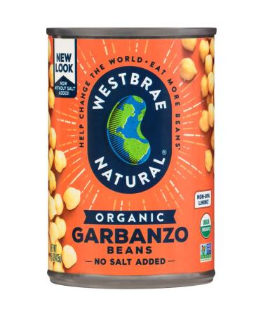 Westbrae Natural Organic Garbanzo Beans, No Salt Added, 15 Oz (Pack of 12)
