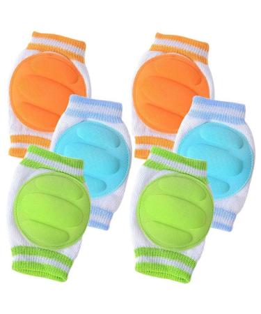 Acfun 3 Pairs Baby Knee Pads for Crawling - Adjustable Breathable Waterproof Safety Protector Anti-Slip Elastic Knee Elbow Pads Cushion Leg Warmers for Babies Toddlers Infants Boys Girls Kids