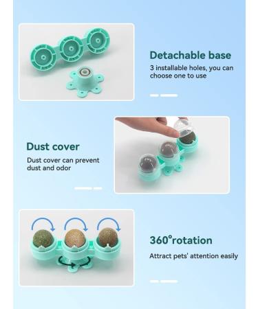 Petslucent 3-in-1 Catnip Ball Toy Set for Cats | Wall Ball, Mint Balls, Lick Roller | Safe, Healthy, and Edible | Dental Care Chew Toys for Kitten | Indoor Blue - Buy Online on GoSupps.com