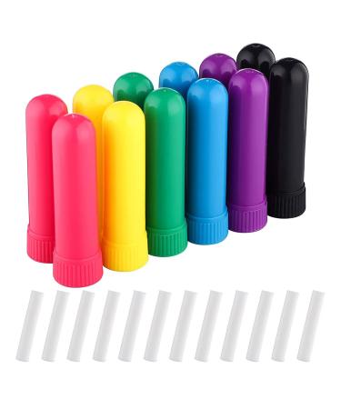 MAONITAY 12 PCs essential oil tubes plastic aromatherapy tubes with wick refillable inhalator stick for the aromatherapy 6 colors