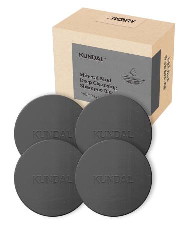 Kundal Mineral Mud Deep Cleansing Eco Shampoo Bar French Lavender | Long life and Eco Friendly & Zero Waste Bar type Hair Shampoo (4EA) 3.5 Ounce (Pack of 4)