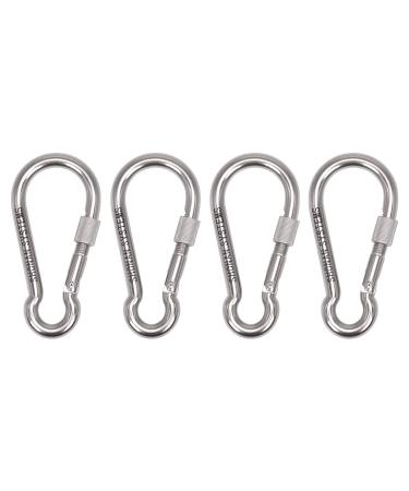 SHONAN 3.1 Inch Large Locking Carabiner 4 Pack Heavy Duty Carabiner Clips Stainless Steel Screw Locking Carabiners for Home Gym Outdoor Camping 400 lbs Capacity 3.1 Inch 4 pack Locking Type