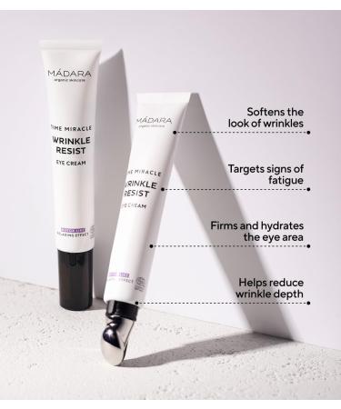 MADARA Organic Skin Care TIME MIRACLE Wrinkle Resist Eye Cream Hydrating Firming Anti-Aging Eye Cream with Hyaluronic Acid & Birch Water Reduces Wrinkles & Fine Lines 20ml - Buy Online on GoSupps.com