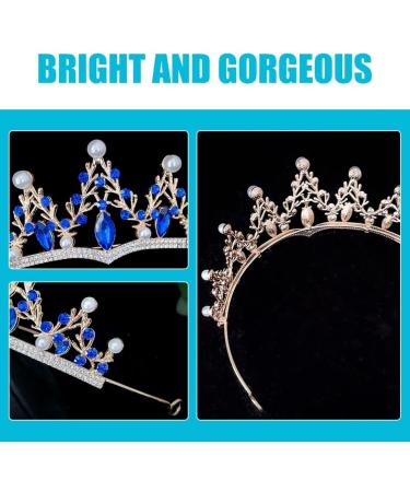 Beaupretty Wedding Rhinestone Crown Bling Crown Headband Bride Birthday Queen Crown Crystal Tiara for Wedding Party Dark Blue - Buy Online on GoSupps.com