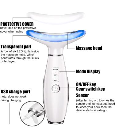 Anti Wrinkle Face & Neck Massager Device with 3 Color Modes - Skin Firming & Sculpting Tool for Smooth, Tight Skin - White - Buy Online on GoSupps.com