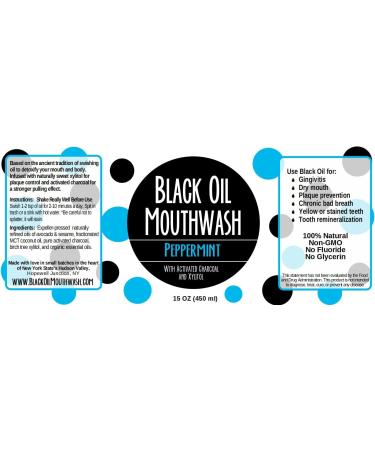 Natural Coconut Avocado Sesame Oil Mouthwash with Charcoal & Xylitol | Sweet Peppermint Flavor | 15 oz Glass Bottle - Ideal for Oil Pulling - Buy Online on GoSupps.com
