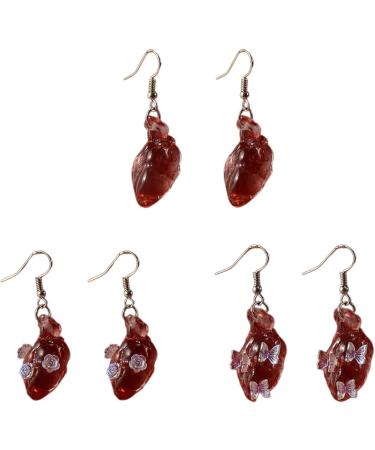 Feylie Gothic Punk Heart Dangling Earrings | Unique Asymmetrical Ear Cuffs for Halloween Party - Buy Online on GoSupps.com