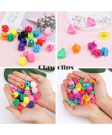 YISSION 200 Pcs Mini Hair Clips | Assorted Color 12 Random Colors | Flower, Butterfly, Heart, Rose Claw Clips | 90s Hair Accessories for Girls & Women Parties - Buy Online on GoSupps.com