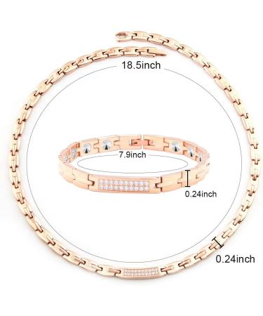 Haqi Magnetic Bracelet & Necklace Set - Rose Gold Stainless Steel Women s Jewelry Gift - Buy Online on GoSupps.com