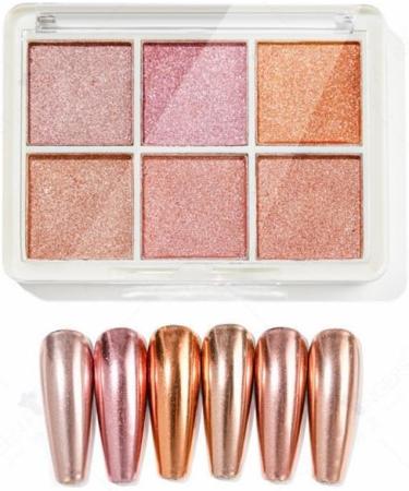 GZMAYUEN Rose Mirror Chrome Nail Powder Metallic Powder for Nails 6 Colors Solid Pink Nail Art Chrome Powder 07 - Buy Online on GoSupps.com
