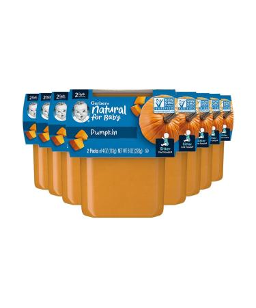 Gerber 2nd Food Baby Food Pumpkin Puree, Natural & Non-GMO, 4 Ounce Tubs, 2-Pack (Pack of 8) - Buy Online on GoSupps.com