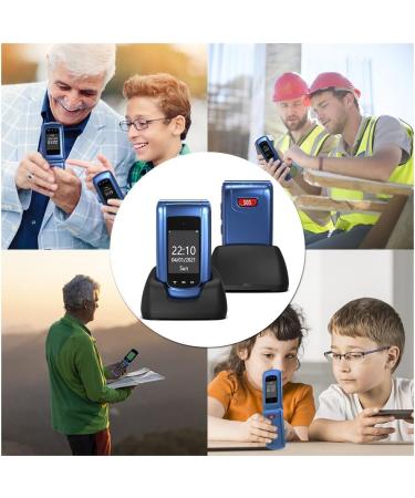CHAKEYAKE 2G Unlocked Flip Phone for Elderly with SOS Button, Large Buttons, and Charging Cradle - Blue - Buy Online on GoSupps.com