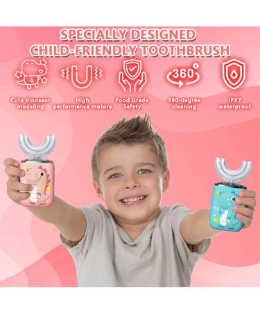 Kids Ultrasonic Electric U-Shaped Toothbrush | 6 Speed Modes, IPX7 Waterproof | 360 Oral Cleaning Automatic Toothbrush for 2-7 Years Old | Pink - Buy Online on GoSupps.com
