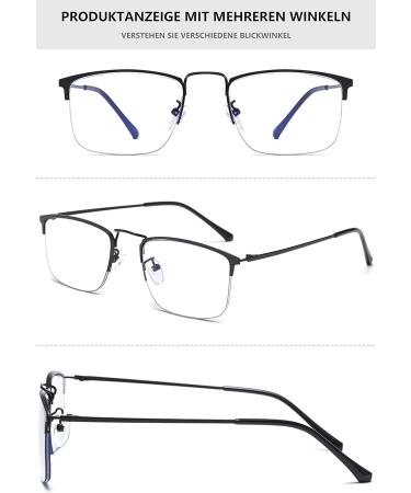 Lanomi Photochrome Reading Glasses - Lightweight Titanium Half-Frame Sunglasses with Blue Light Filter & UV400 Protection for Men & Women - Black 3.0 Dioptria - Buy Online on GoSupps.com