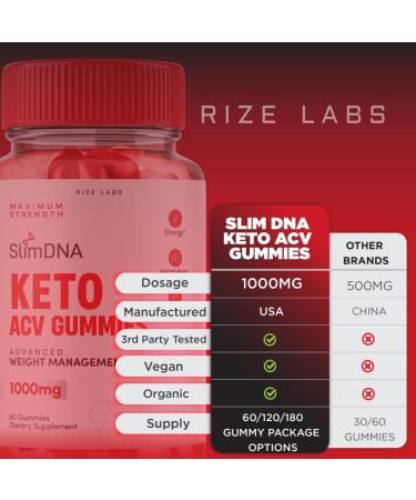 2 Pack SlimDNA Keto ACV Gummies for Advanced Weight Loss - Apple Cider Vinegar Shark Tank Supplement - Belly Fat Extra Strength Gomitas (120 Gummies) - Buy Online on GoSupps.com