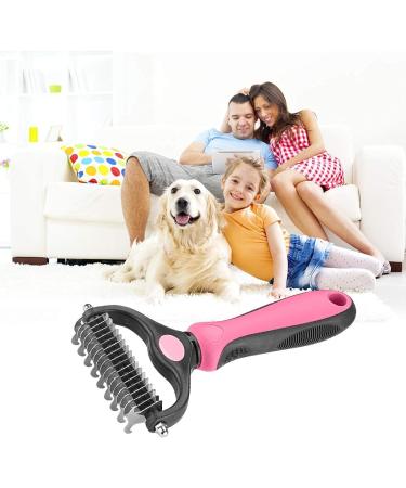 Deshedding Brush for Dog and Cat Pet Grooming Rake and Brushes for Small Medium & Large Dogs 17+9 Double Sided Deshedding Tool with free Dog Comb(pink) - Buy Online on GoSupps.com