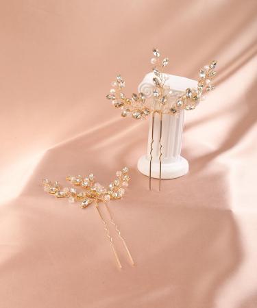 Deniferymakeup Bride Wedding Hair Pins Crystal Bridal Hair Accessories Rhinestone Wedding Hair Pieces for Bride and Bridesmaids (Gold) - Buy Online on GoSupps.com