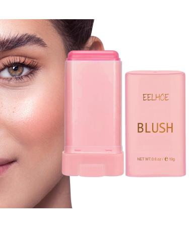 Women's Facial Blusher Stick - Creamy Makeup Solid Moisturizing Stick Blusher Balm Long-lasting Hydrating Blusher Cheek Stick Cream Blusher for Face Cheek Pink