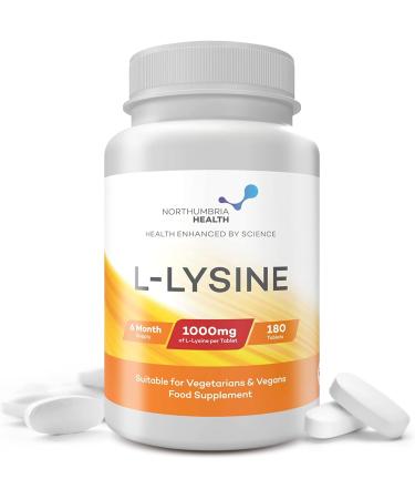 High Strength L-Lysine 1000mg 180 Vegan Tablets | Essential Amino Acid for Growth & Muscle | Made in UK by Northumbria Health - Buy Online on GoSupps.com