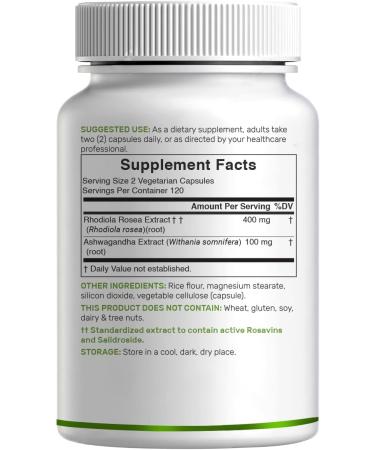 DEAL SUPPLEMENT Rhodiola Rosea with Ashwagandha 240 Veggie Capsules Max Strength 10:1 Root Extract Adaptogenic Supplements for Relaxation Energy & Brain Health* Non-GMO - Buy Online on GoSupps.com