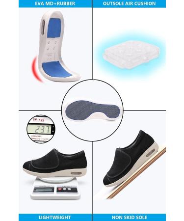 CBMTCR Women's Wide Width Shoes | Adjustable Closure | Lightweight for Diabetic & Swollen Feet - Size 9 Wide, Dark Black - Buy Online on GoSupps.com