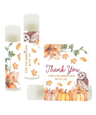 Andaz Press Fall Autumn Leaves Pumpkin Woodland Owl Party Lip Balm Chapstick Party Favors Thank You For Celebrating With Us 12-Pack Decor Ideas Little Pumpkin Baby Shower Lip Balm Favors Thank You for Celebrating Lip Balm