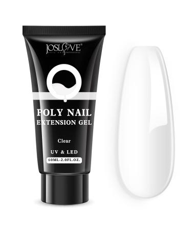 JOSLOVE Poly Extension Gel for Nail, 60ML Clear Poly Nail Gel Nature Builder Nail Extension Gel Salon Nail Easy DIY at Home B-Clear