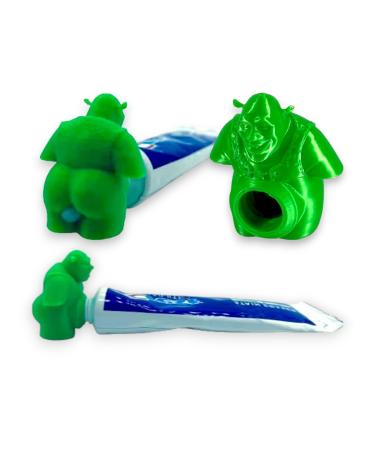 Funny Ogre Toothpaste Dispenser 3D Printed Gag Gift Cap for Kids and Adults | Green Pooping Cap