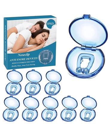 Anti Snoring Device Snore Stopper (8 Pack) Anti Snoring Nose Clip Silicone Magnetic Anti Snoring Nose Clip Snoring Solution-Comfortable Nasal to Relieve Snore (Blue)
