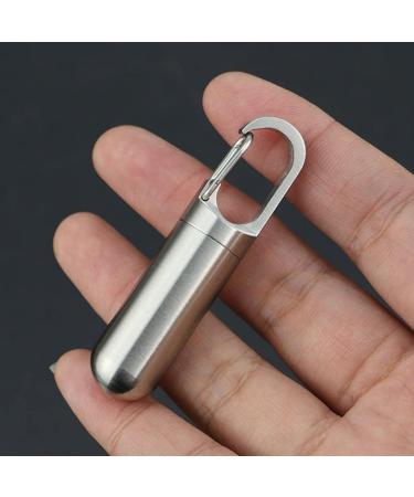 Stainless Steel Waterproof Pill Box Keychain - Mini Pill Organizer for Outdoor Travel - Buy Online on GoSupps.com