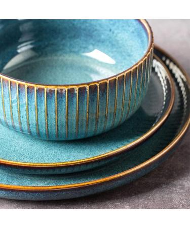 Fine Dinnerware Set Porcelain Dinnerware Set Ceramic Plates and Bowls Sets Modern Creativity Vintage Lounge Round Reactive Glaze Stoneware Dishes Set for Kitchen/Dining - Buy Online on GoSupps.com