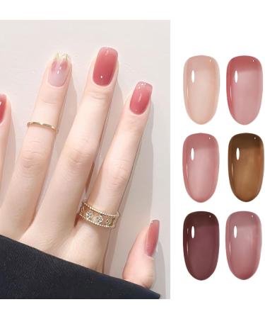 6 Colors Gel Nail Polish 15ML Pink Series Gel Polish Set Soak Off UV/LED Lamp Highlight Gel Nail Varnish Nail Art Polish Nail Art Varnish Set for Nail Art Salon and Manicure DIY at Home - Buy Online on GoSupps.com