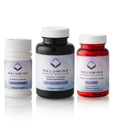 Relumins Advance Nutrition Gluta 1000 Vitamin C MAX & Booster Capsules (3 Bottles Total)