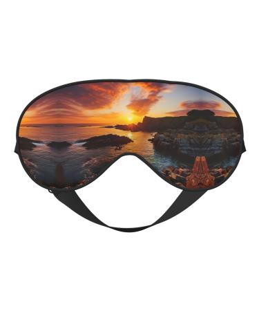 Ireland Sunset Seascape Sleep Mask-Adjustable Breathable Fashionable Eye Mask for A Comfortable Sleep Experience