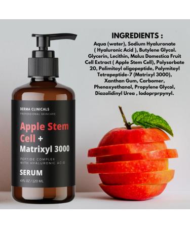 Apple Stem Cell & Matrixyl 3000 Anti-Aging Serum with Hyaluronic Acid - 4 oz Peptide Face Serum for Wrinkles & Skin Care - Buy Online on GoSupps.com