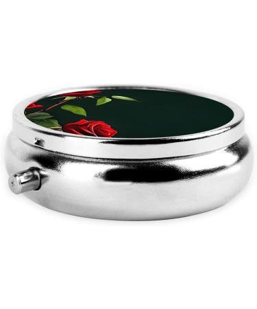 Red Roses Mini Round Pill Box | 3 Compartment Travel Organizer | Portable Medicine Case for Home & Office - Buy Online on GoSupps.com