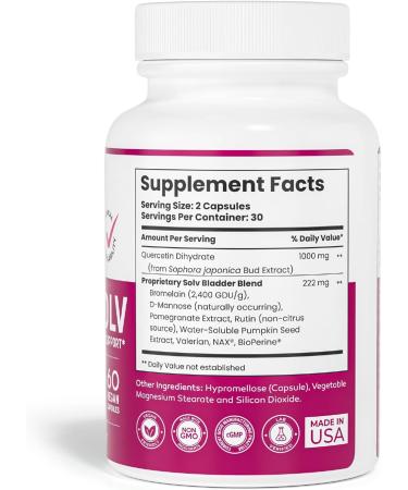 CYSTASOLV Bladder Comfort Formula - Vegan Bladder Support for Women & Men - 60 Capsules for Healthy Inflammatory & Histamine Response - International Shipping Available - Buy Online on GoSupps.com