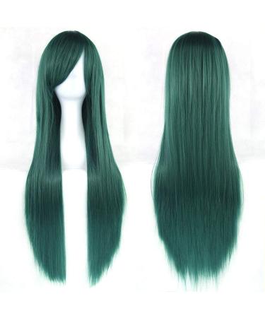 LFMDJF 24 Colors 80cm Long Straight Wigs Green Black Party Hair Accessories Synthetic Hair Wig for Women 32inches T1B/4/30#35