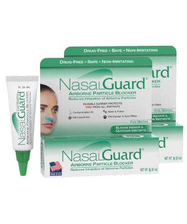 Airborne Particle Blocker Gel - Helps Reduce Inhalation of Allergens Pollutants & Irritants - Drug-Free Daily Use (Cool Menthol 3g Pack of 2) Over 150 Applications Pack of 2 Cool Menthol