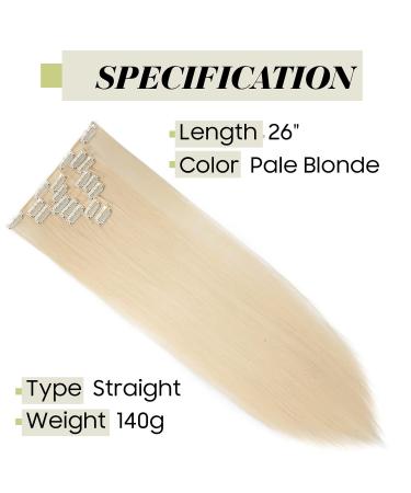 Shop S-noilite 66cm Pale Blonde Clip-In Hair Extensions - 8 Piece Set for Realistic Volume & Length | Premium Quality International Shipping - Buy Online on GoSupps.com