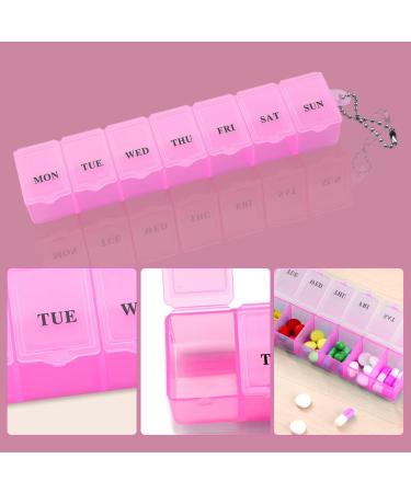 Jagowa 1 Piece Personal Pill Box Organizer 7 Day One Time Portable Storage Box Weekly Organizer Pill Dispenser Case for Vitamins Medication (Pink) - Buy Online on GoSupps.com