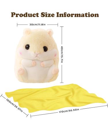 MUZIRI KINOKOO Cute Hamster Plush Pillow Blanket - Soft Folding Throw for TV, Sofa, Office, and Plane - Beiges - Buy Online on GoSupps.com